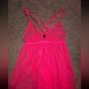 Victorias Secret Neon Pink Lingerie Lace Slip